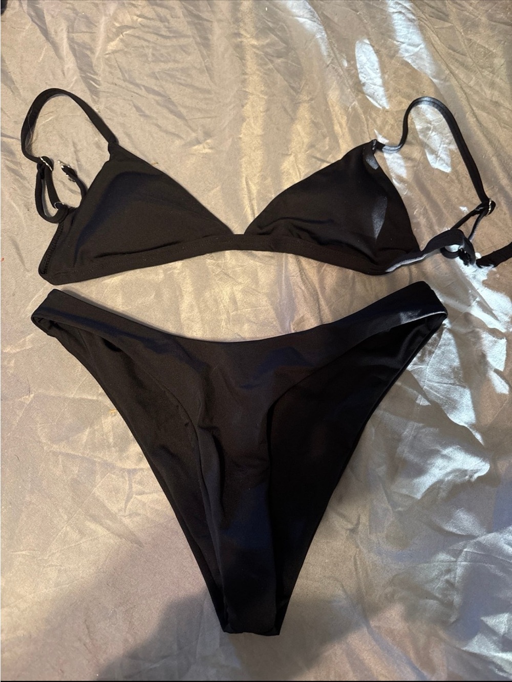 Minimal Black Triangle Bikini Set - Women Swim